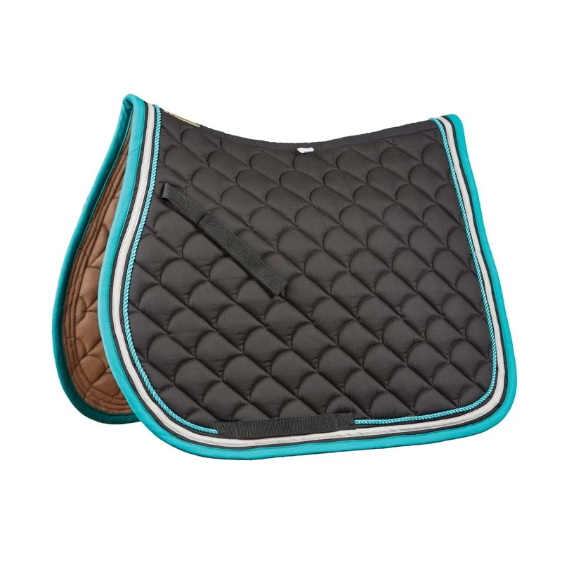 Roma Crescent All Purpose Saddle Pad - Black/Grey/Turquoise