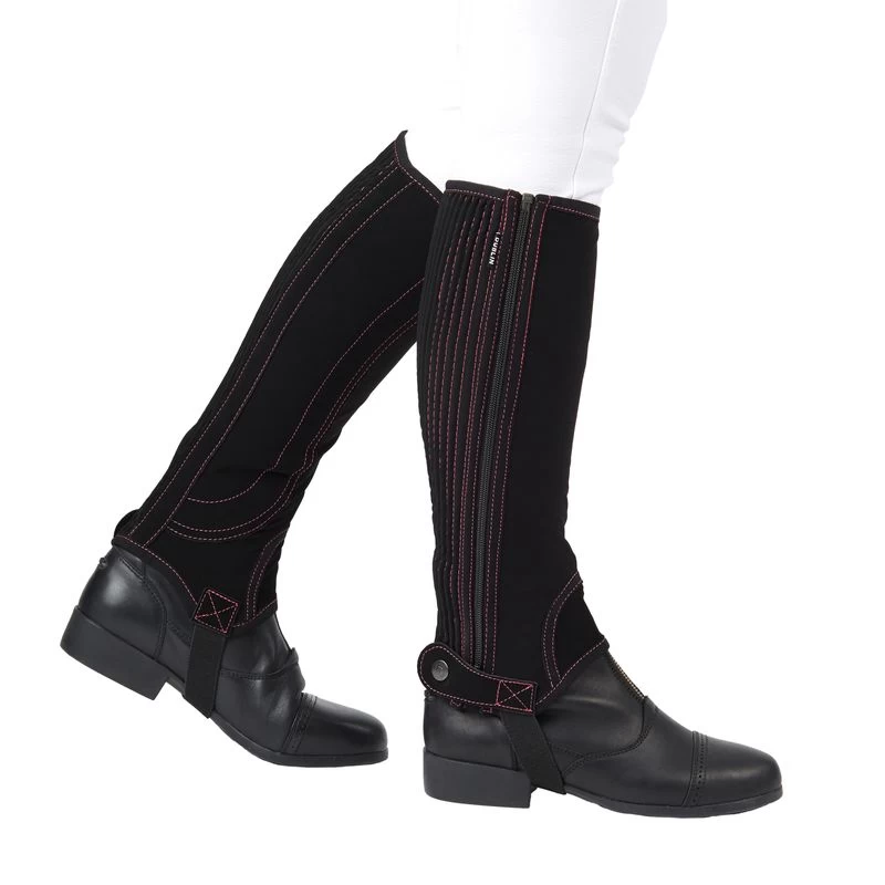 Dublin Kids' Easy-Care Contrast Stitch Half Chaps II - Black
