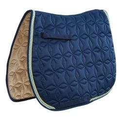 Roma Ecole Star Quilt Close Contact Saddle Pad - Navy/Blue/Green