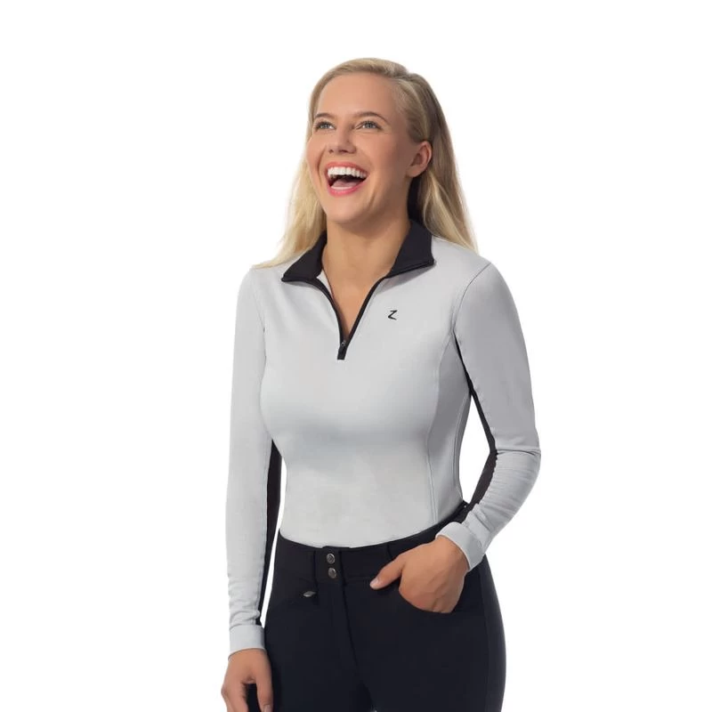 Horze Women's Trista Long Sleeve Technical Sun Shirt - Grey/Black - Image 3
