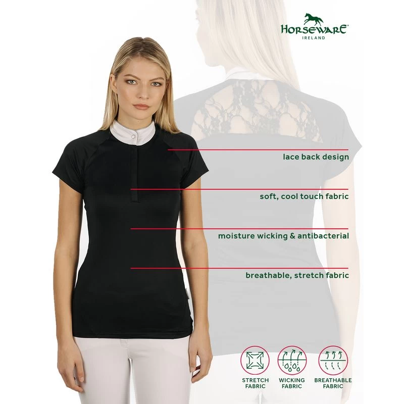 Horseware Women's Sara Jersey Short Sleeve Competition Shirt - Black - Image 3