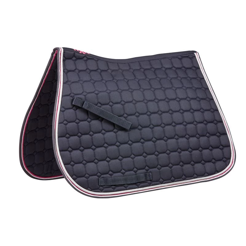 Saxon Coordinate Quilted All Purpose Saddle Pad - Navy/Pink/White