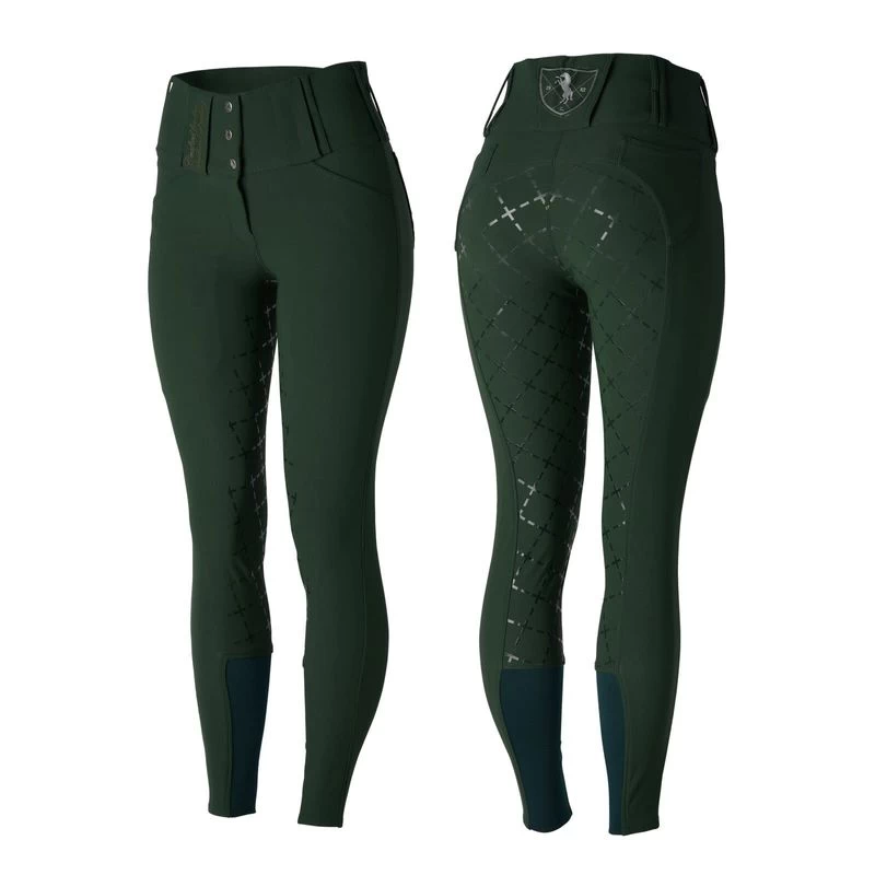 Horze Women's Desiree High Waist Full Seat Breeches - Mountain View Green