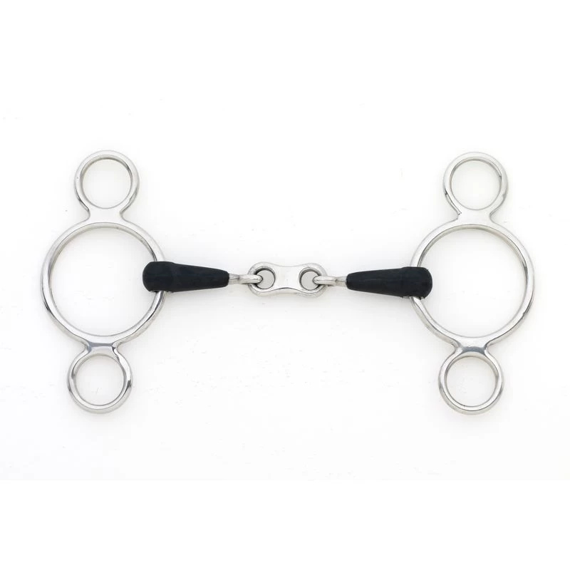 Centaur French Link 2-Ring Gag - Stainless Steel