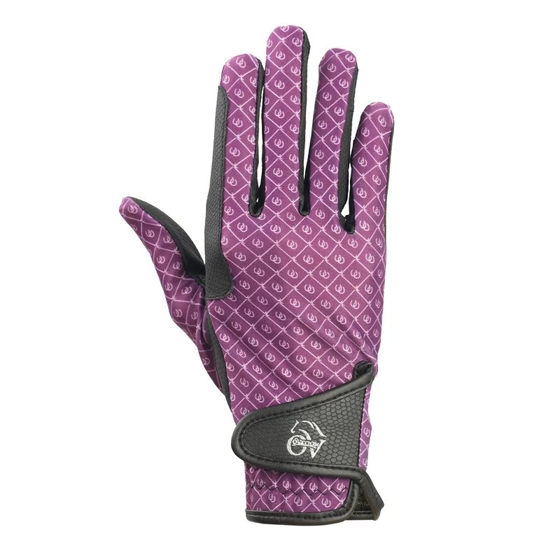 Ovation Cool Rider Gloves - Plum Horseshoes - Image 2