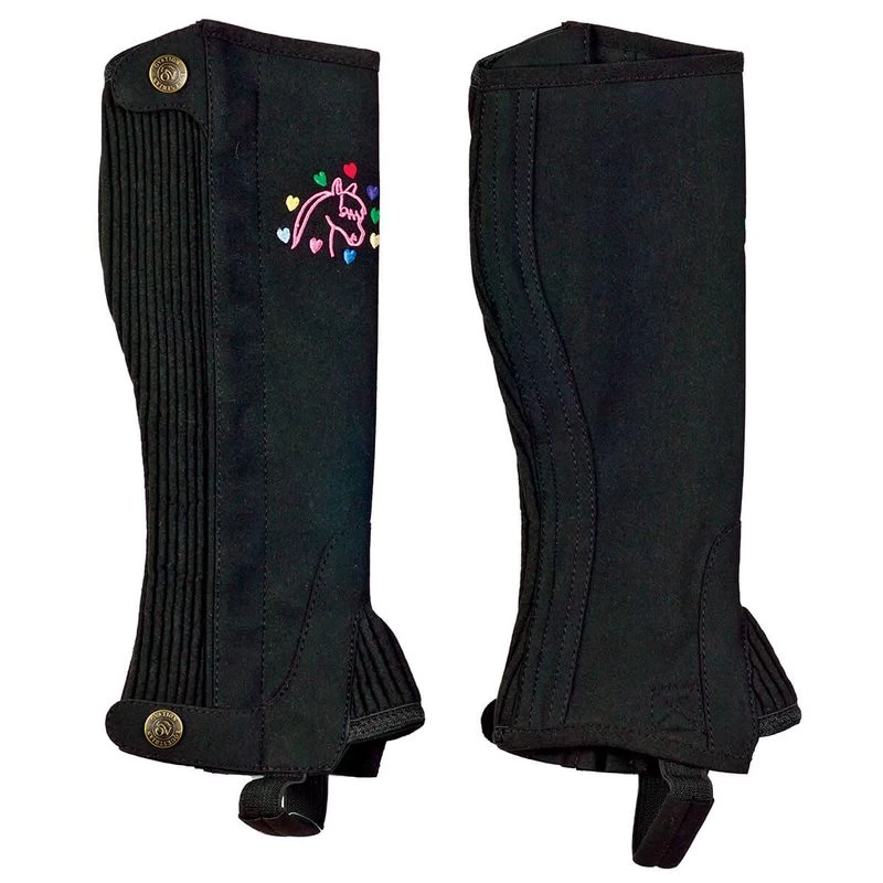 Ovation Kids' Horse N Heart Half Chaps - Black