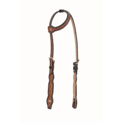 Western Rawhide Jim Taylor Performance Infinity Scallop One Ear Headstall - Two Tone Brown