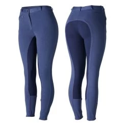 Horze Women's Active Full Seat Breeches - Coastal Fjord Blue/Patriot Blue