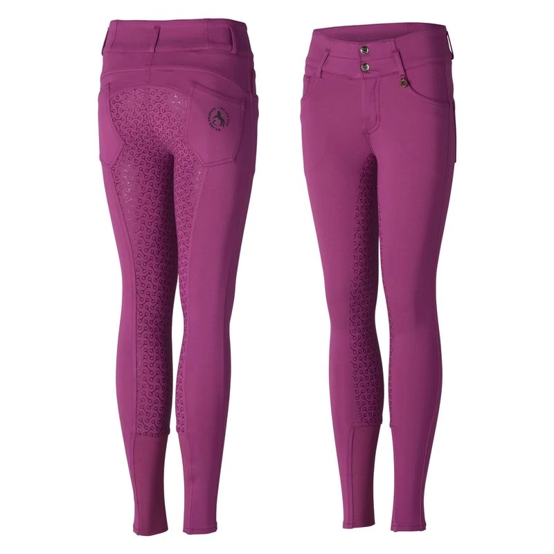 Horze Kids' Tara High Waist Full Seat Breeches - Arty Purple