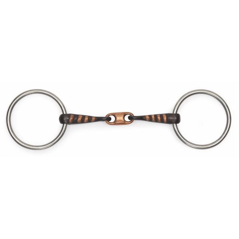 Shires Copper Lozenge Snaffle W/Raised Rib - Black Sweet Iron
