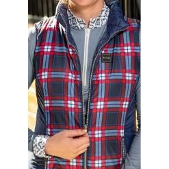 FITS Women's Everly Reversible Vest - Navy/Navy Red Plaid