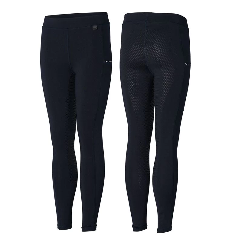 Horze Kids' Full Seat Tights W/Crystal Details - Dark Dark Blue