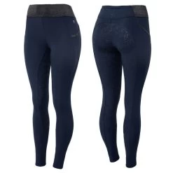 Horze Women's Tights W/Black Glitter - Dark Blue