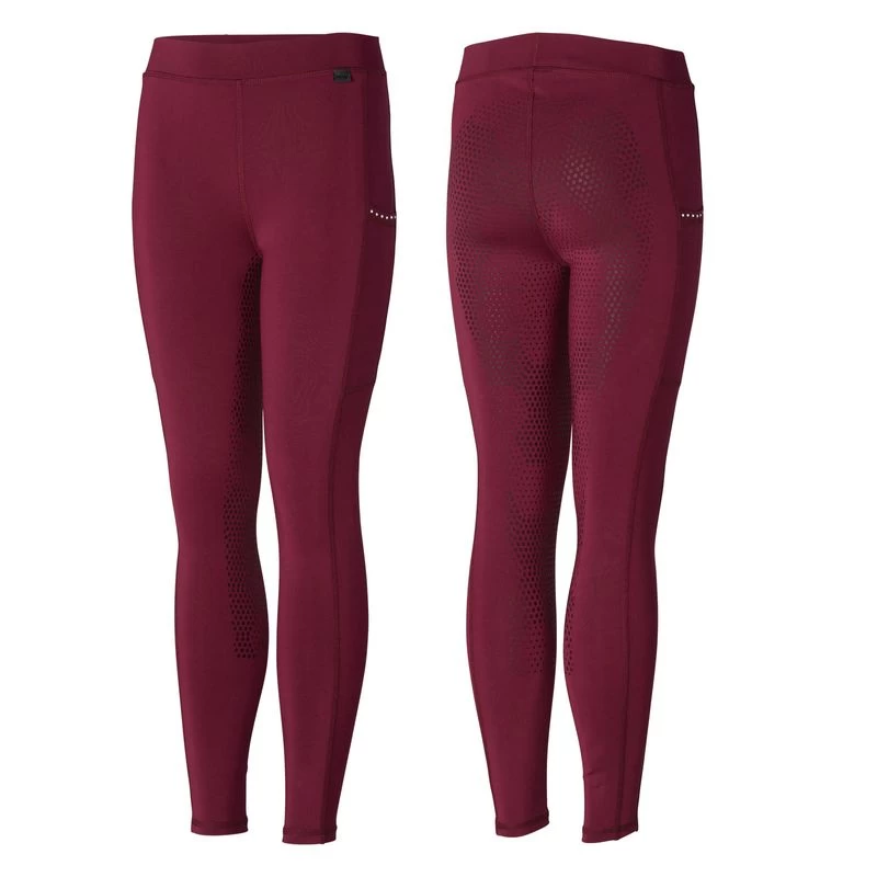 Horze Kids' Full Seat Tights W/Crystal Details - Poppy Red