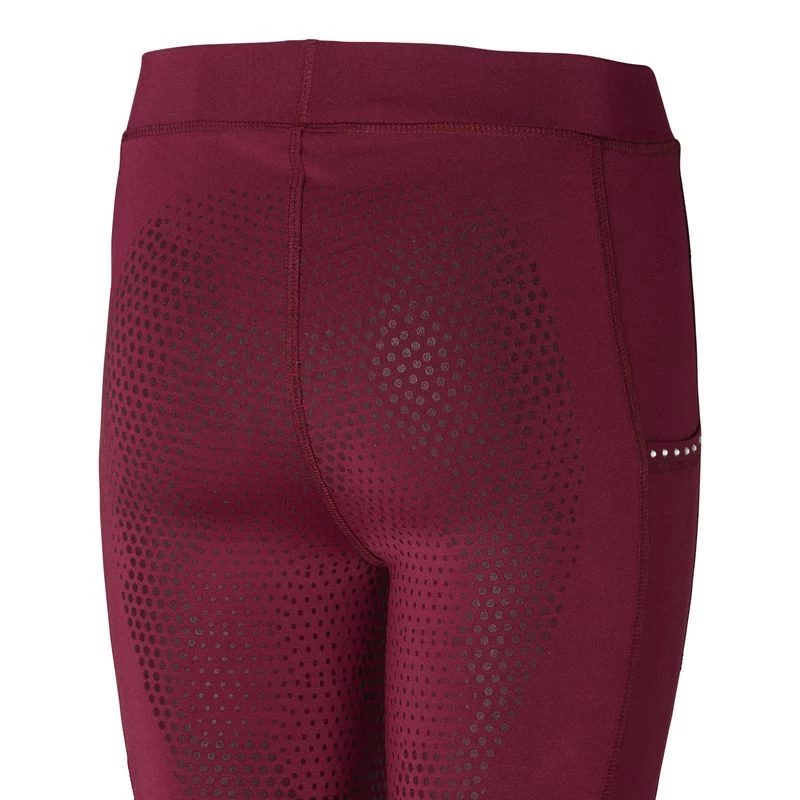 Horze Kids' Full Seat Tights W/Crystal Details - Poppy Red - Image 2