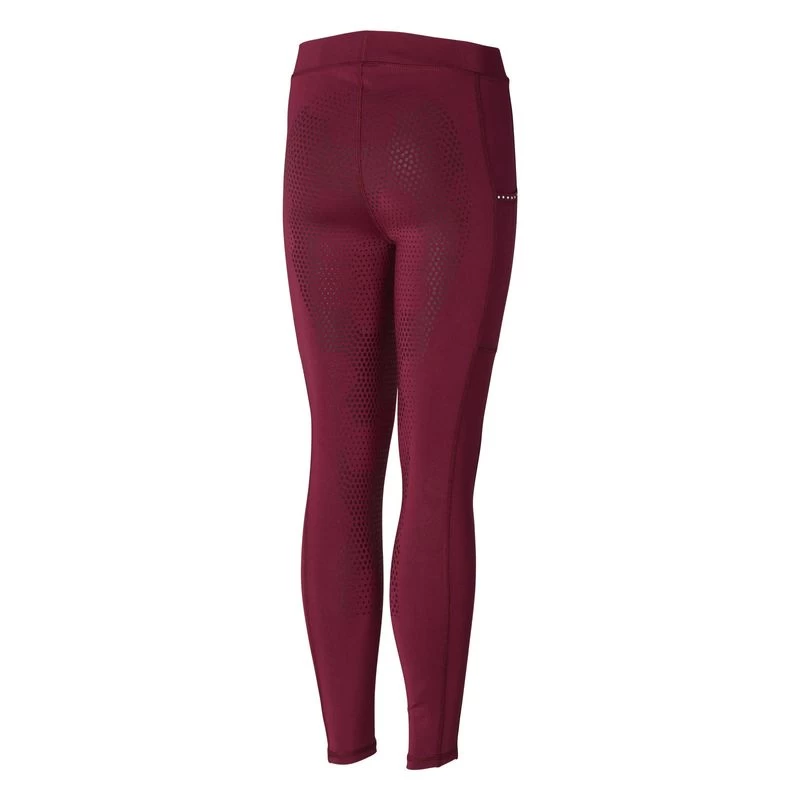Horze Kids' Full Seat Tights W/Crystal Details - Poppy Red - Image 3