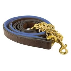 Perri's Padded Leather Lead W/Chain - Havana/Blue/Brass