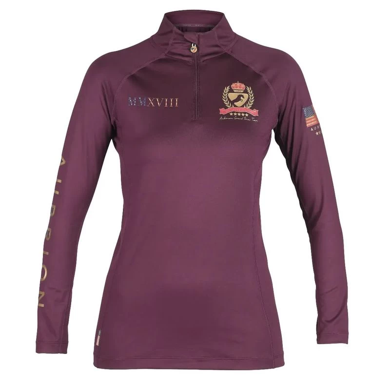 Shires Aubrion Women's Team Long Sleeve Base Layer - Burgundy