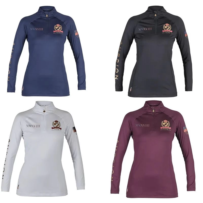 Shires Aubrion Women's Team Long Sleeve Base Layer - Burgundy - Image 2