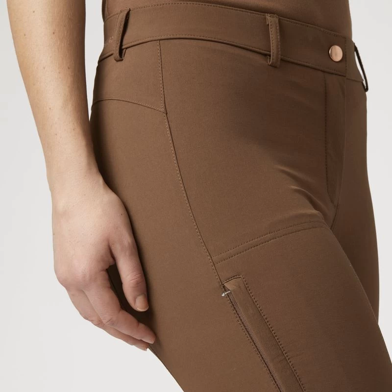 Horze Women's Anna Summer Full Seat Breeches W/Phone Pocket - Bison Dark Brown - Image 2