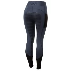 Horze Women's Selena Sporty Riding Tights W/Mesh Lower Leg - Montauk Navy