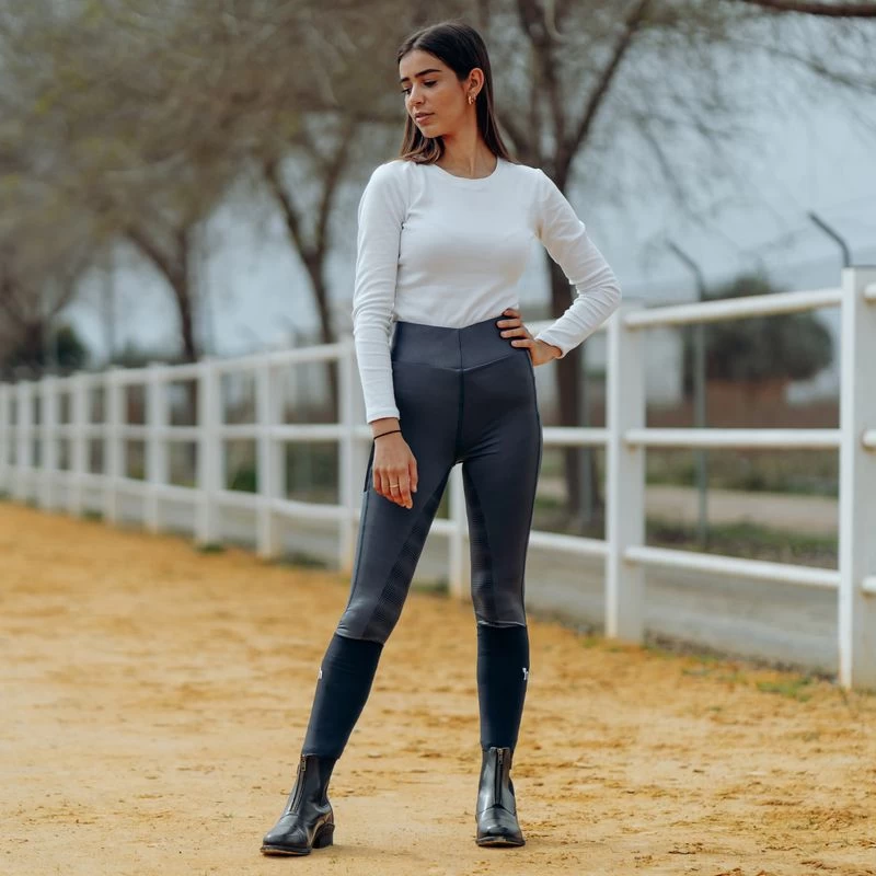 Horze Women's Selena Sporty Riding Tights W/Mesh Lower Leg - Montauk Navy - Image 5