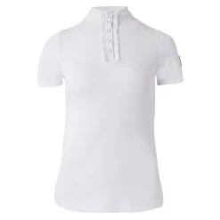 Horze Women's Sianna Short Sleeved Show Shirt W/ Lace Shoulders - White