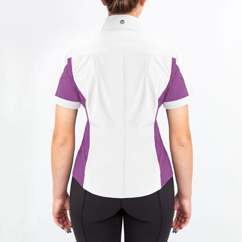 Irideon Kids' Athena Short Sleeve Show Shirt - Bright White/Purple Hibiscus - Image 3