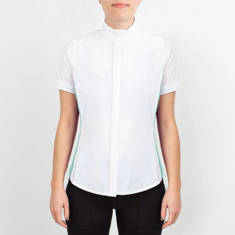 Irideon Kids' Athena Short Sleeve Show Shirt - Bright White/Island Green