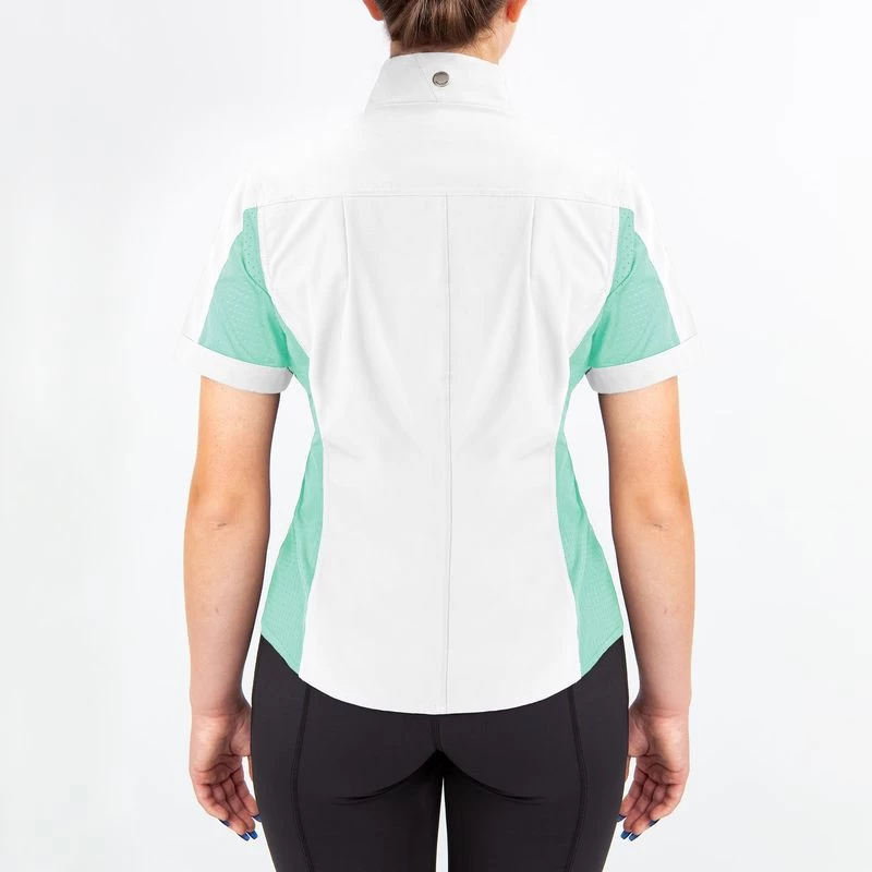 Irideon Kids' Athena Short Sleeve Show Shirt - Bright White/Island Green - Image 3