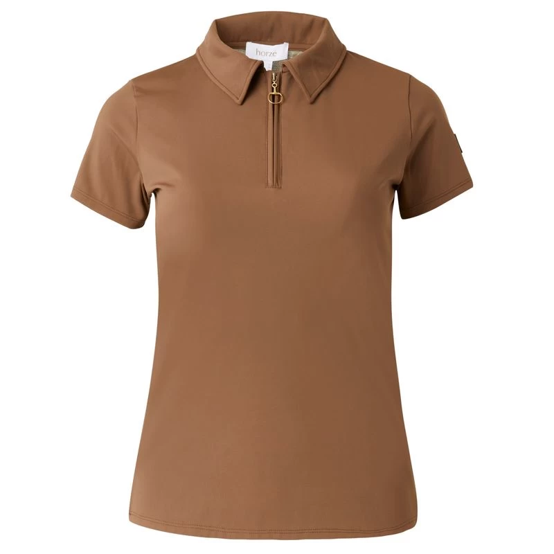 Horze Women's Sagira Breathable Quick Dry Training Shirt - Bison Dark Brown