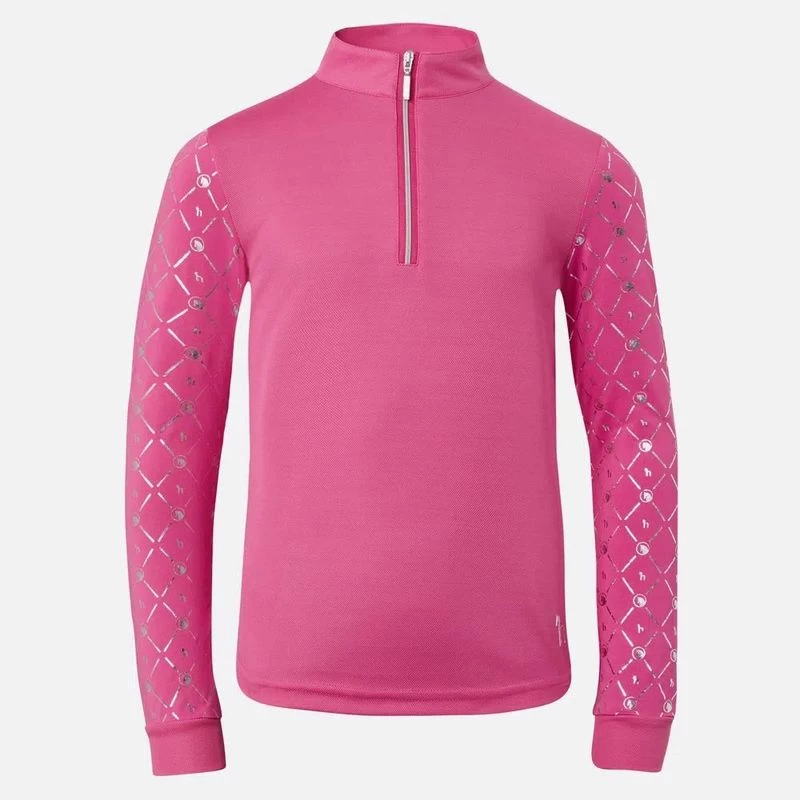 Horze Kids' Fia Long Sleeved Shirt - Azalea Pink
