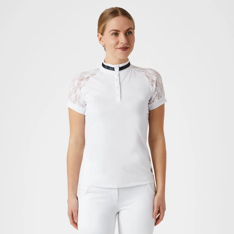B Vertigo Women's Lauren Lace Short Sleeve Show Shirt - White - Image 3