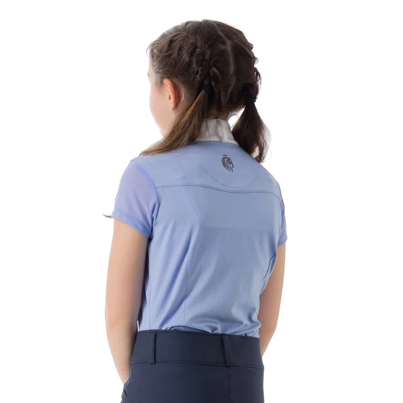 Equinavia Kids' Charlotte Short Sleeve Show Shirt - Light Blue/White - Image 2