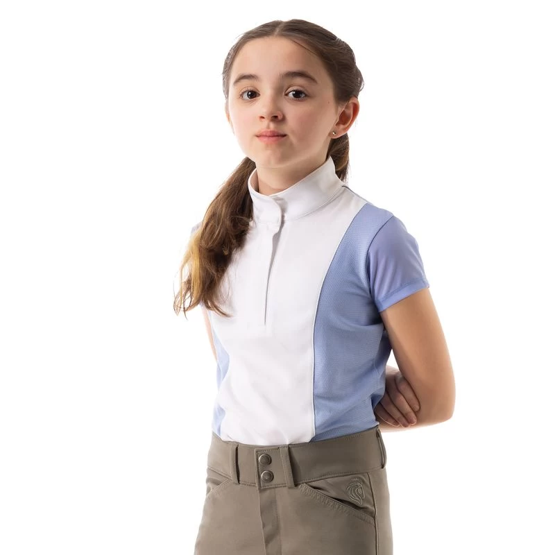 Equinavia Kids' Charlotte Short Sleeve Show Shirt - Light Blue/White - Image 3