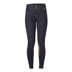 Kerrits Kids' Stretch Denim Knee Patch Breeches - Classic Dark Blue