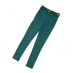 Shires Aubrion Kids' Dutton Full Seat Riding Tights - Dark Green