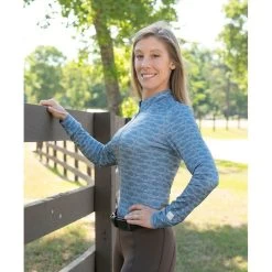 FITS Women's Ayra Long Sleeve Tech Shirt - BlueFin Horseshoe