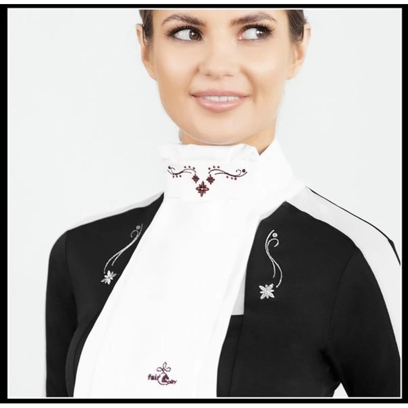 Fair Play Lucrezia Ready Tied Stock Tie - White/Burgundy - Image 2