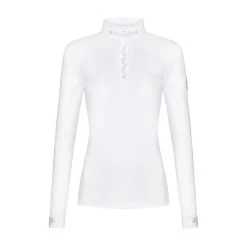 Fair Play Women's Meredith Half Turtleneck Long Sleeve Competition Shirt - White