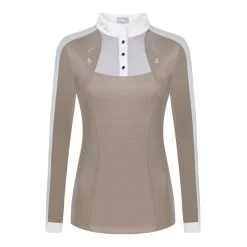 Fair Play Women's Lorella Long Sleeve Competition Shirt - Beige/White