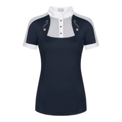 Fair Play Women's Lorella Short Sleeve Competition Shirt - Navy/White