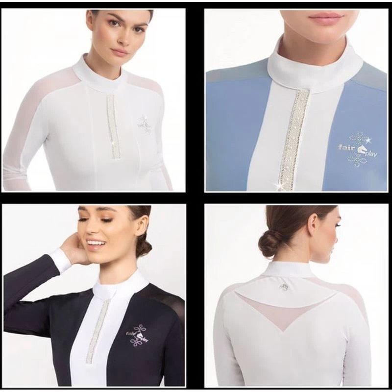 Fair Play Women's Claire Pearl Long Sleeve Competition Shirt - Navy/White - Image 4