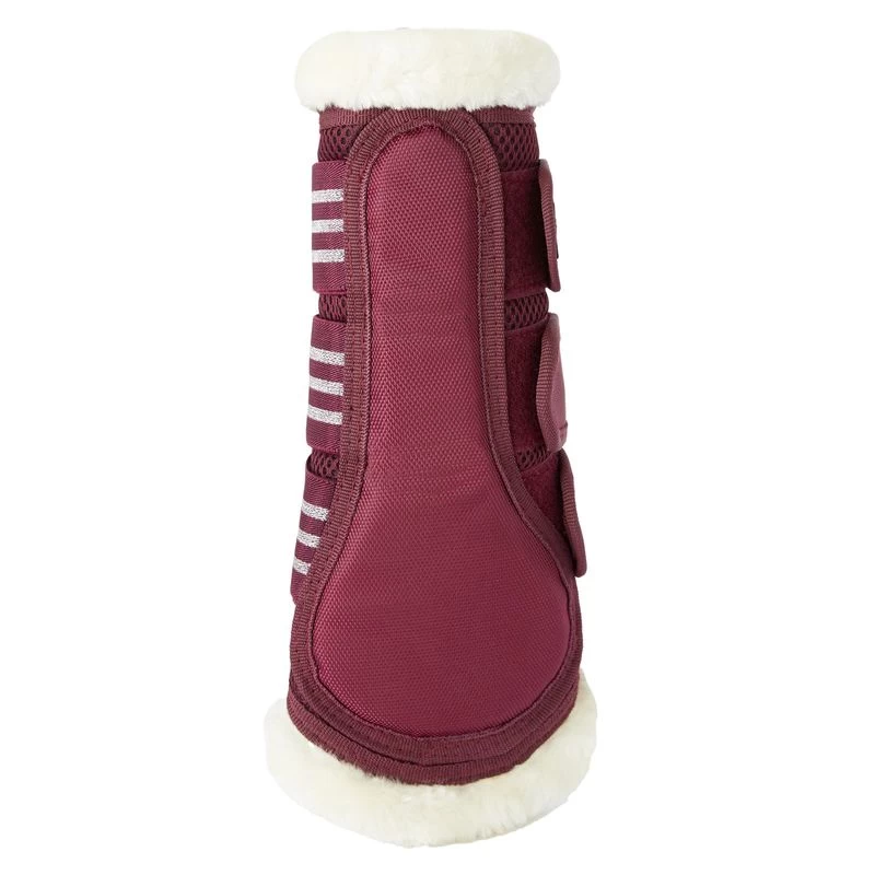 Horze Lincoln Faux Fur Brushing Boots - Merlot - Image 2