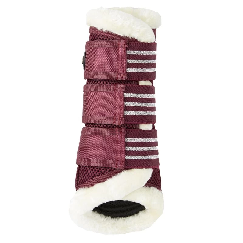 Horze Lincoln Faux Fur Brushing Boots - Merlot - Image 3