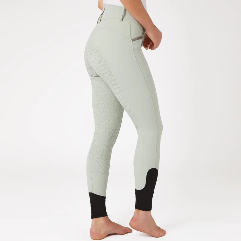 Horze Women's Dina Crystal Detailed Silicone Full Seat Breeches - Aqua Grey - Image 3
