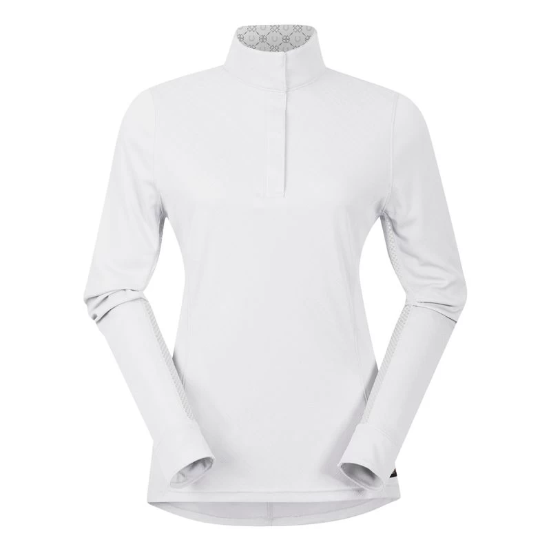 Kerrits Women's Encore Long Sleeve Show Shirt - White/Lucky Diamond