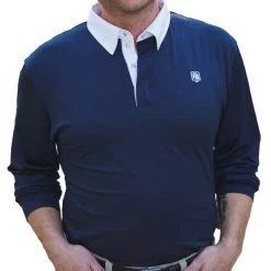 Romfh Men's Long Sleeve Polo Shirt - Dark Navy/White