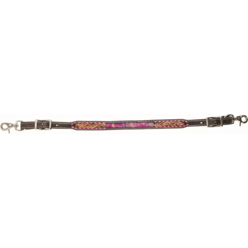 Western Rawhide Pink Tie Dye Wither Strap - Dark Brown