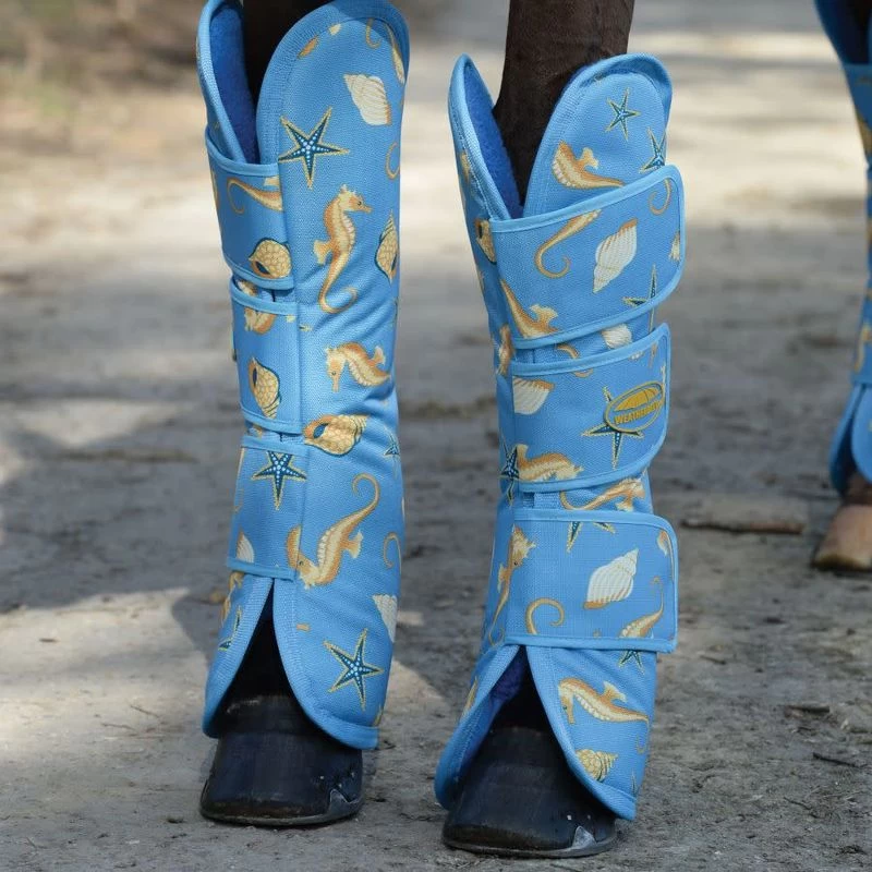 Weatherbeeta Wide Tab Long Travel Boots - Seahorse Print - Image 2